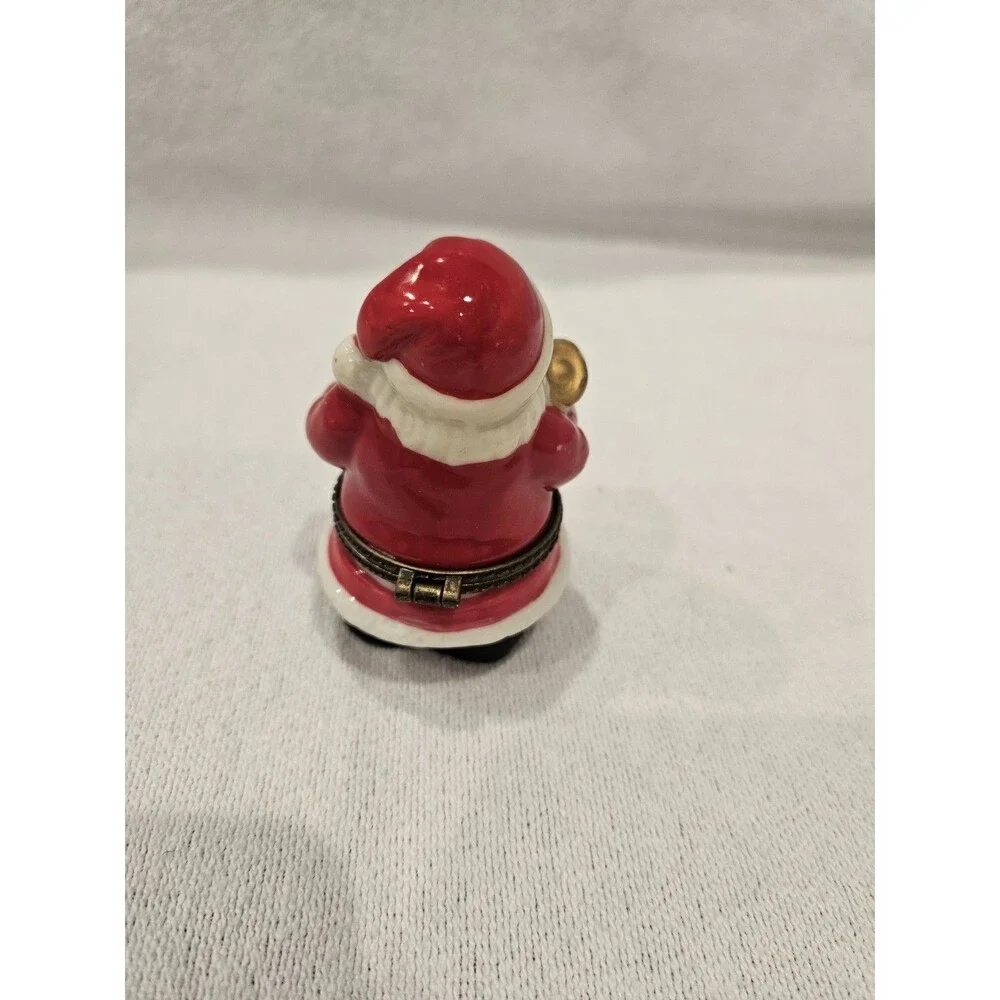 Santa Claus Hinged Porcelain Trinket Box Figurine 2-3/4